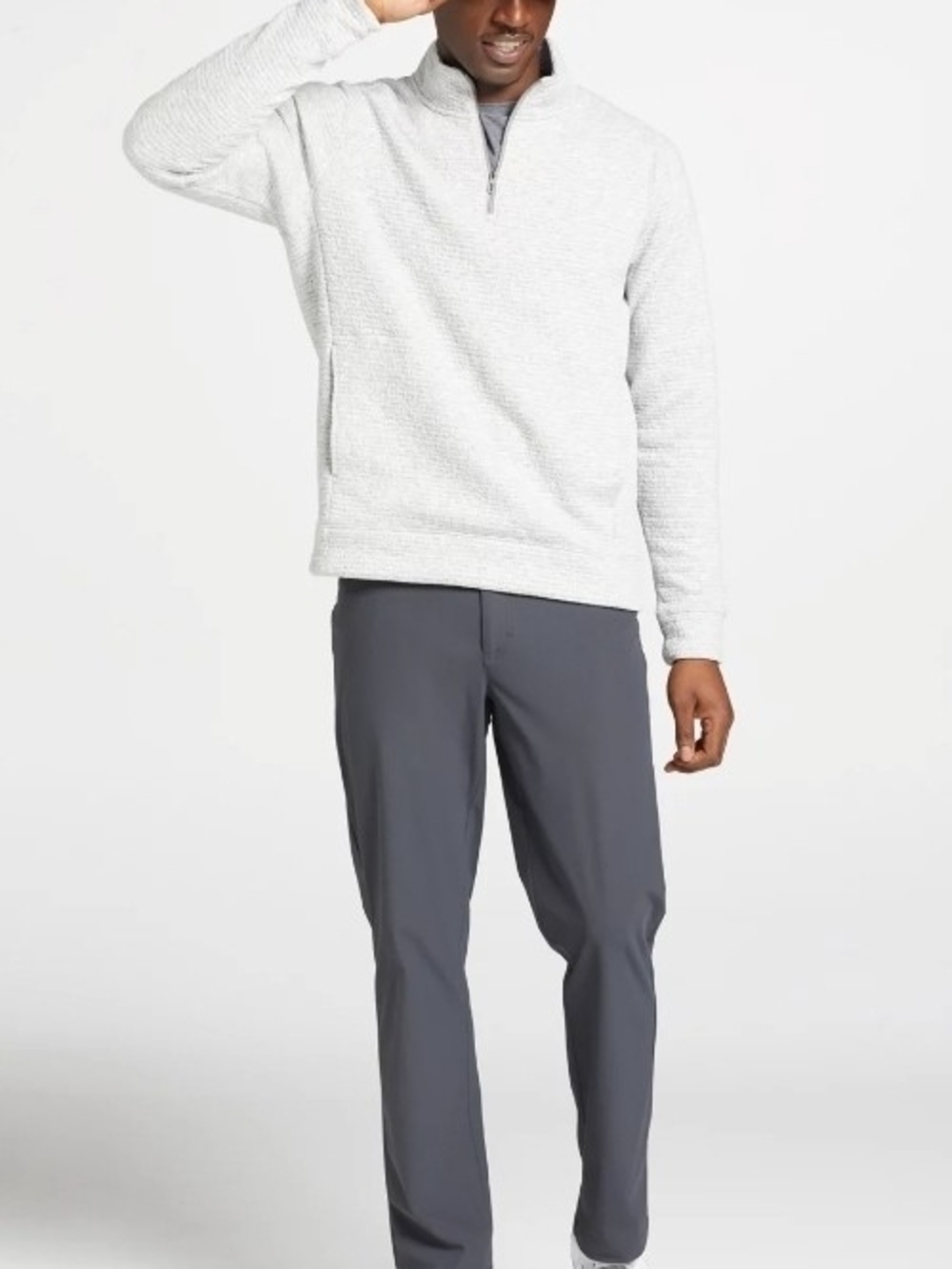 NEW VRST Men's L Light Heather Gray Recharge Lunar Textured Quarter-Zip Pullover